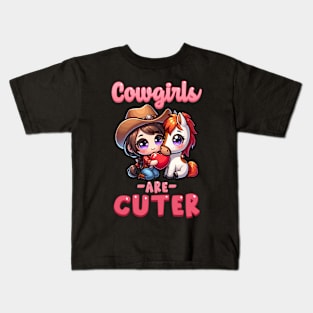 Cowgirls Are Cuter I Equestrian Pony And Horse Fan Kids T-Shirt